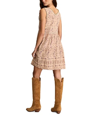 Lucky Brand Women's Cotton Floral V-neck Mini Dress In Brown