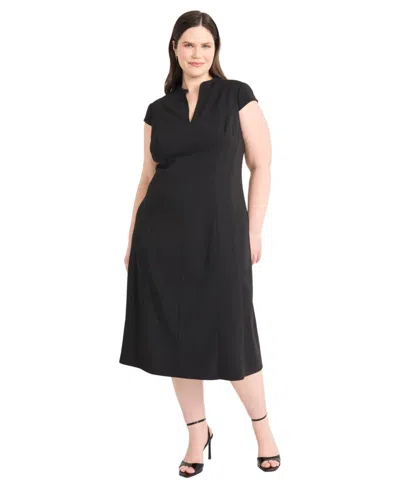 Maggy London Plus Size Short-sleeve A-line Dress In Black
