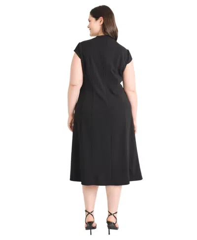 Maggy London Plus Size Short-sleeve A-line Dress In Black