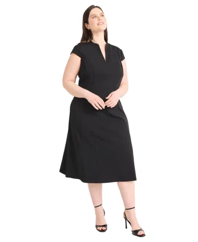 Maggy London Plus Size Short-sleeve A-line Dress In Black
