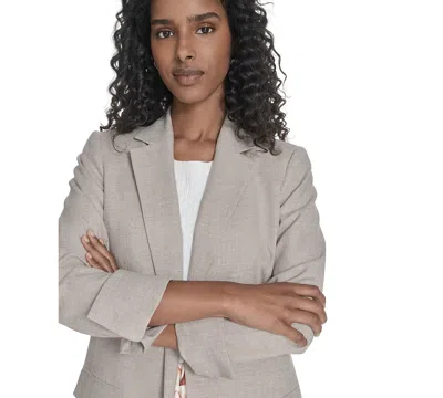 Calvin Klein Petite Notch Collar Open Front Blazer In White