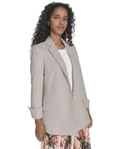 Calvin Klein Petite Notch Collar Open Front Blazer In White