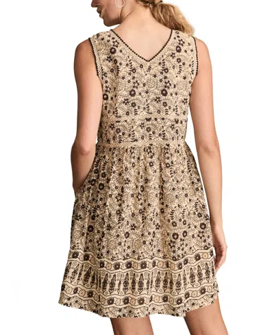 Lucky Brand Women's Cotton Floral V-neck Mini Dress In Neutral