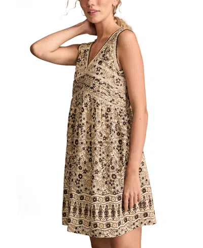 Lucky Brand Women's Cotton Floral V-neck Mini Dress In Neutral