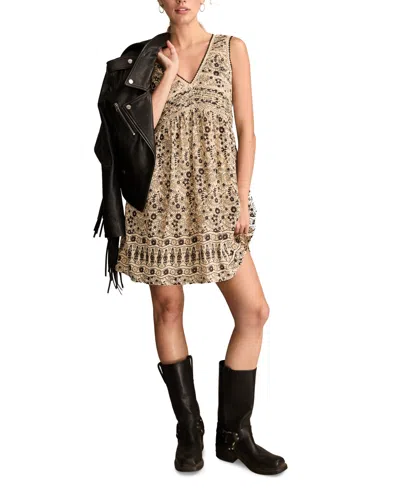 Lucky Brand Women's Cotton Floral V-neck Mini Dress In Neutral