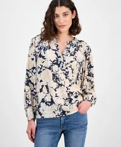 Nautica Jeans Women's Long Sleeve Floral Tunic Top