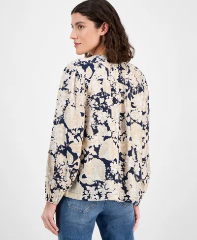 Nautica Jeans Women's Long Sleeve Floral Tunic Top