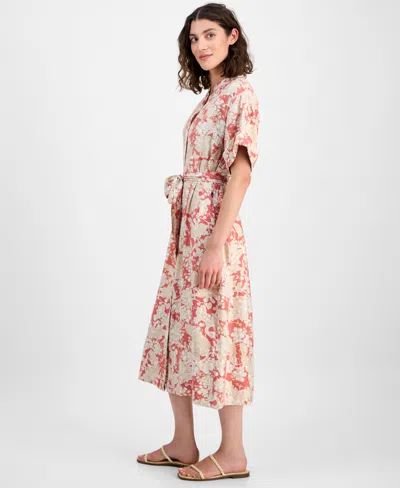 Nautica Jeans Women's Short-sleeve Belted Mid Dress