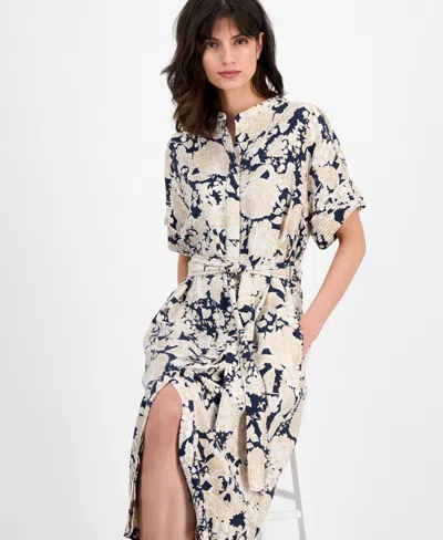 Nautica Jeans Women's Short-sleeve Belted Mid Dress