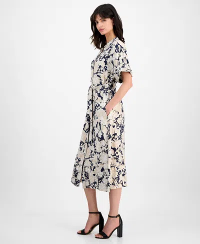 Nautica Jeans Women's Short-sleeve Belted Mid Dress