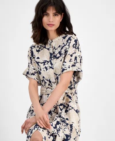 Nautica Jeans Women's Short-sleeve Belted Mid Dress