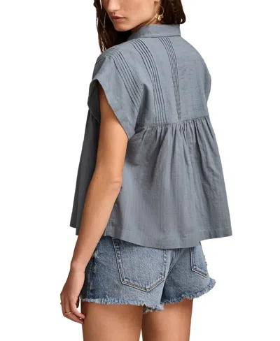 Lucky Brand Lace Inset Pintuck Tunic Shirt