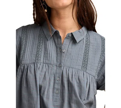 Lucky Brand Lace Inset Pintuck Tunic Shirt
