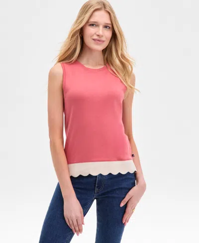 Nautica Jeans Women's Cotton Scalloped-hem Tank Top
