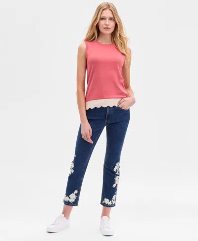 Nautica Jeans Women's Cotton Scalloped-hem Tank Top