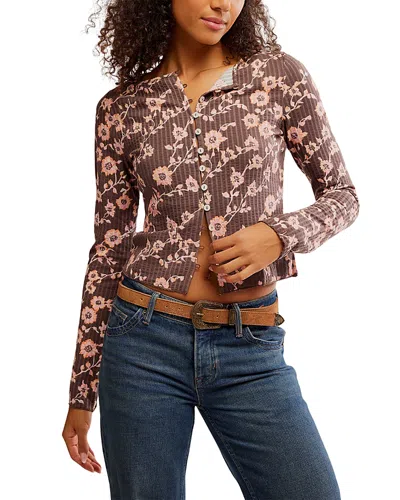 Free People Tilly Cotton Seersucker Cardigan In Brown