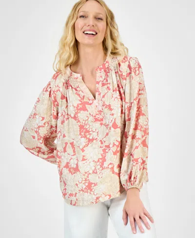 Nautica Jeans Women's Long Sleeve Floral Tunic Top