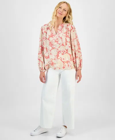 Nautica Jeans Women's Long Sleeve Floral Tunic Top