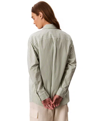 Calvin Klein Jeans Est.1978 Women's Striped Cotton Poplin Button-down Shirt
