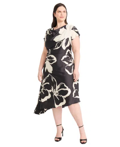 Maggy London Plus Size Short-sleeve A-line Dress In Black