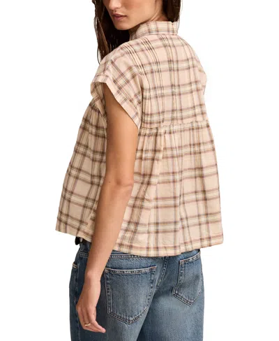 Lucky Brand Women's Cotton Plaid Draped Tunic Top
