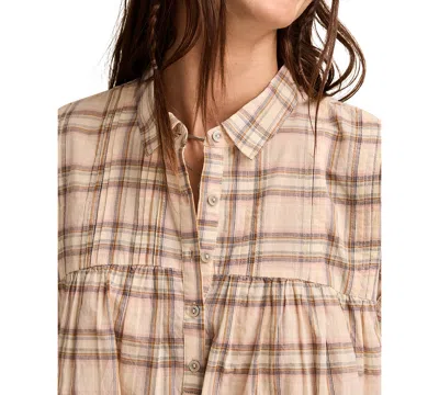 Lucky Brand Women's Cotton Plaid Draped Tunic Top