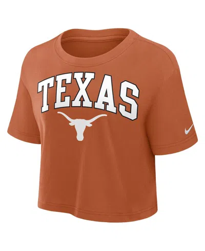Nike Women's Texas Orange Texas Longhorns Power Pursuit Athletic Prep Arch Performance Cropped T-shirt
