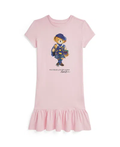 Polo Ralph Lauren Big Girls Polo Bear Cotton Jersey Dress In Pink