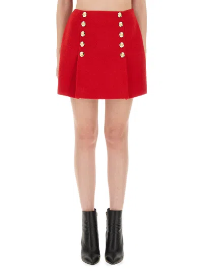 Balmain High Waist A-line Skirt With Button Detailing