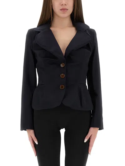 Vivienne Westwood Navy Blue Drunken Jacket In Wool Women In Blue