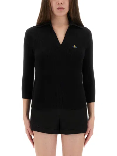 Vivienne Westwood Polo Shirt Navy In Black