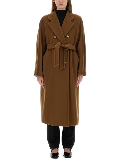 Max Mara Double-breasted Long Coat With Belted Waist