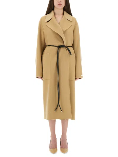 Sportmax Camel Virgin Wool Robe Coat