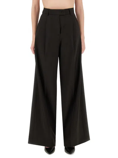 Sportmax Single-pleated Zefir Palazzo Pants In Black