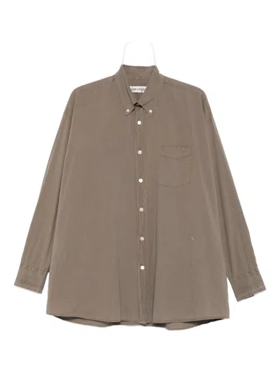 Our Legacy Borrowed Button-down Collar Cotton-voile Shirt In Gray