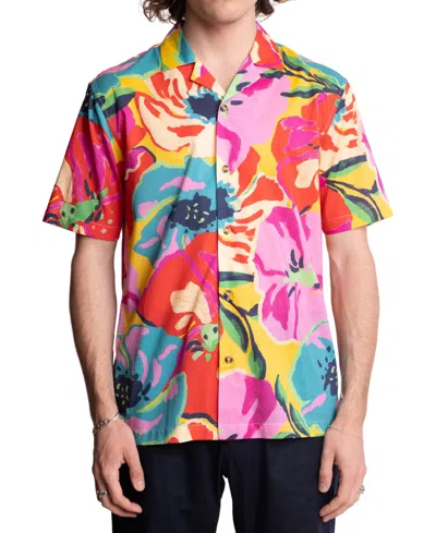 Paisley & Gray Men's Slim Fit Short Sleeve Floral Print Button Front Camp Shirt In Multi