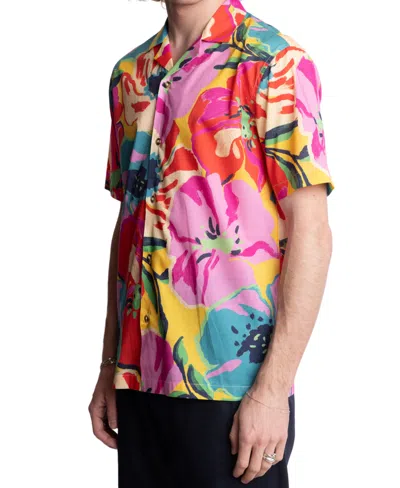 Paisley & Gray Men's Slim Fit Short Sleeve Floral Print Button Front Camp Shirt In Multi