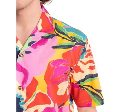 Paisley & Gray Men's Slim Fit Short Sleeve Floral Print Button Front Camp Shirt In Multi