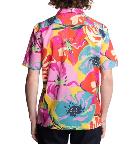Paisley & Gray Men's Slim Fit Short Sleeve Floral Print Button Front Camp Shirt In Multi