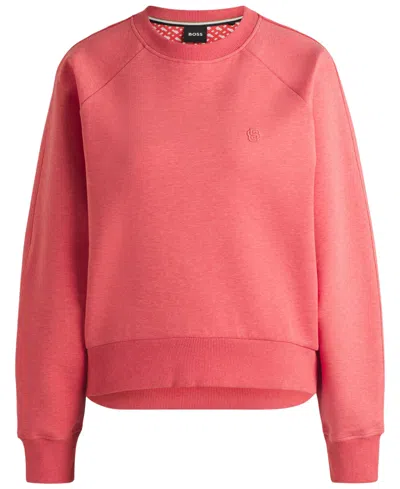 Hugo Boss Boss By  Women's Melange Cotton-blend Sweatshirt In Pink