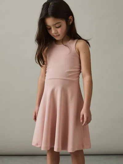Reiss Pink 13-14 Yrs Jersey Ruched Skater Dress In Pink