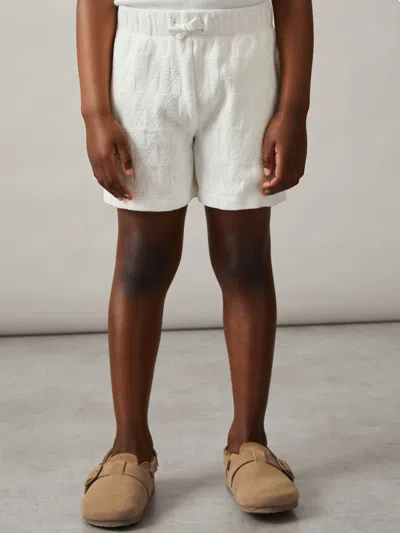 Reiss Off White 9-13 Yrs Stretch-cotton Textured Shorts In White
