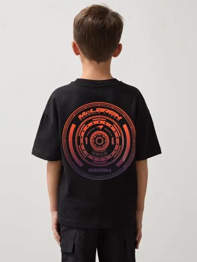 Reiss Mclaren Black 9-13 Yrs Unisex Fit Oversized Mclaren F1 Team Tyre T-shirt