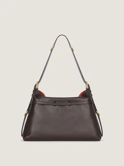 Givenchy Medium Voyou Calfskin Shoulder Bag With Buckle Fastening In Brown