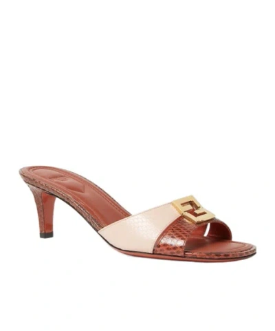 Fendi Pink And Brown Ayers Medium-heeled Sandals
