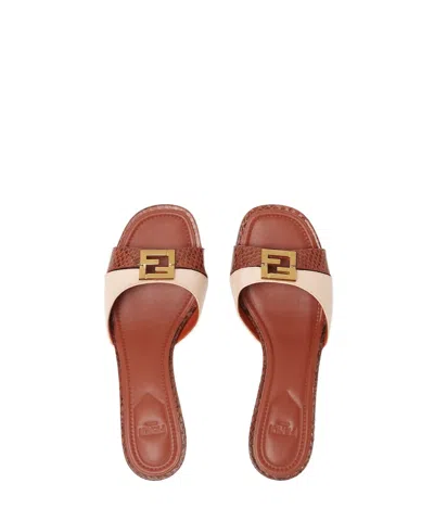 Fendi Pink And Brown Ayers Medium-heeled Sandals