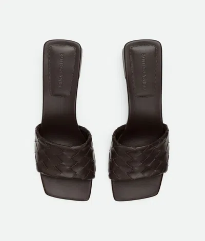 Bottega Veneta Women Leather Heel Sandals With Intrecciato Motif In Black