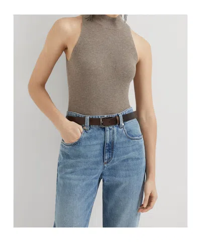 Brunello Cucinelli Sleeveless Knitted Vest In Gray