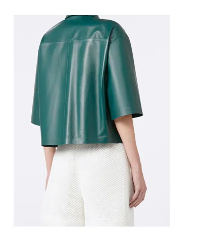 Max Mara Nappa Leather Short-sleeve Arcella Shirt In Green