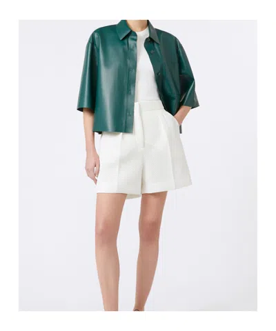 Max Mara Nappa Leather Short-sleeve Arcella Shirt In Green